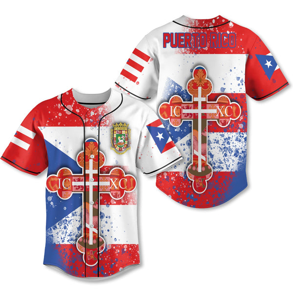 Puerto Rico Baseball Jersey Flag & Coat Of Arms Orthodox Style