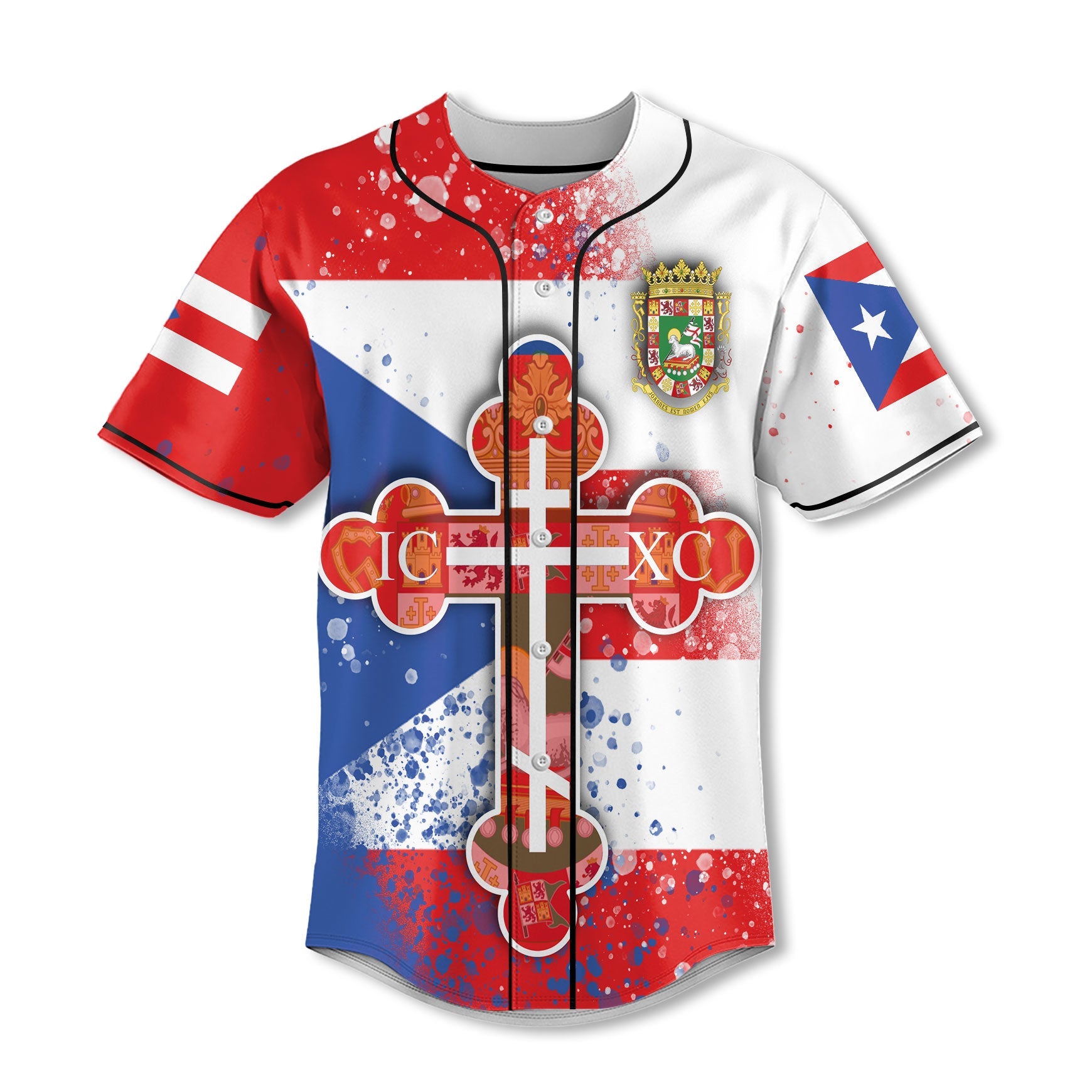 Puerto Rico Baseball Jersey Flag & Coat Of Arms Orthodox Style