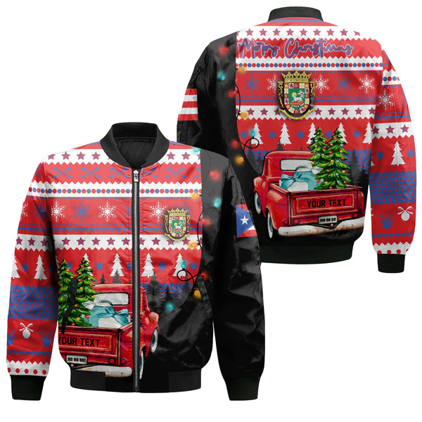 Puerto Rico Bomber Jacket Coat Of Arms Christmas Style