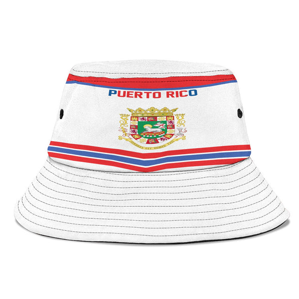 Puerto Rico Bucket Hat Flag & Coat Of Arms Hockey Style