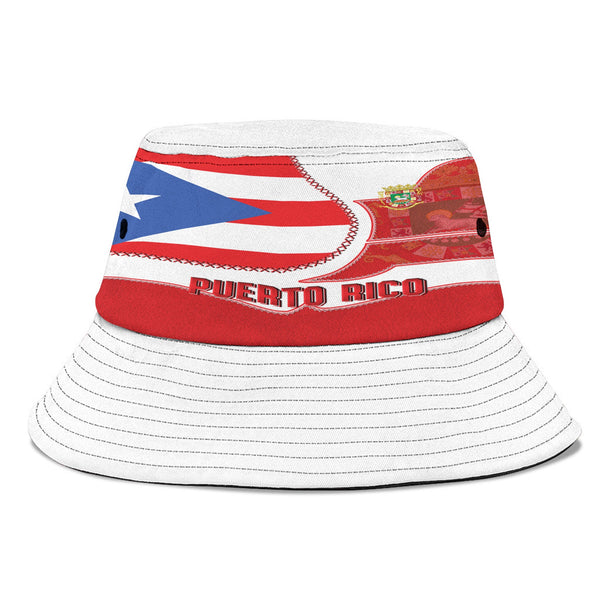 Puerto Rico Bucket Hat Flag & Coat Of Arms Leather Style