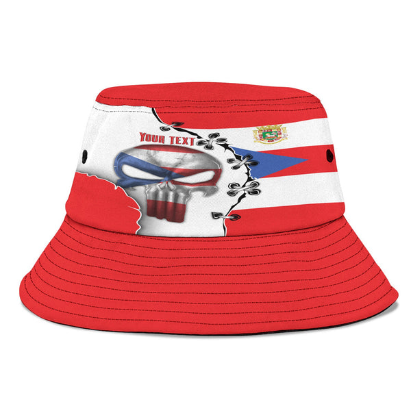 Puerto Rico Bucket Hat Flag & Coat Of Arms Skull Style