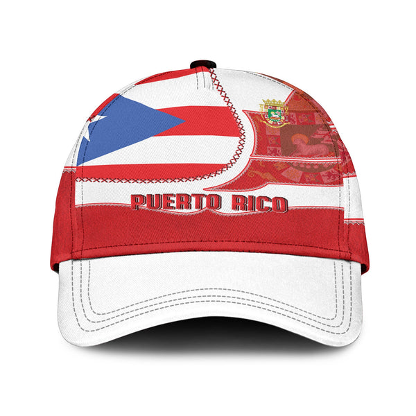 Puerto Rico Classic Cap Flag & Coat Of Arms Leather Style