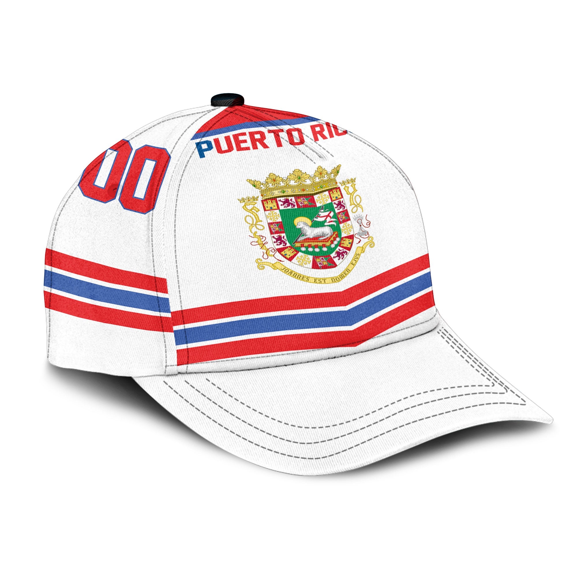 Puerto Rico Classic Cap Flag & Coat Of Arms Hockey Style