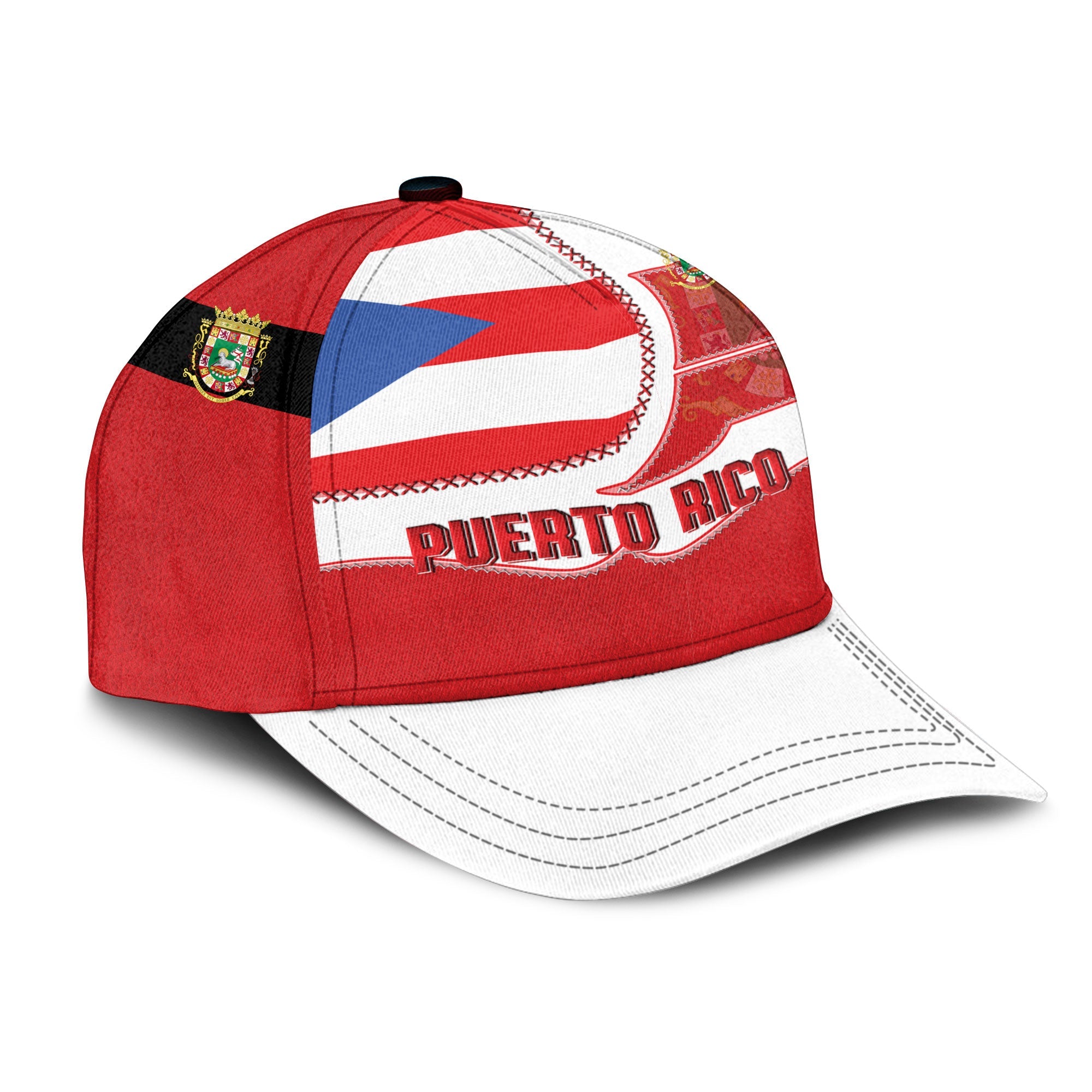 Puerto Rico Classic Cap Flag & Coat Of Arms Leather Style