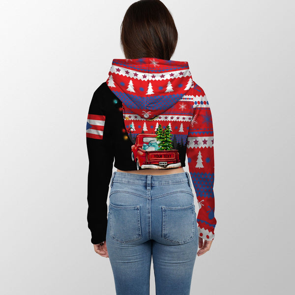 Puerto Rico Crop Hoodie Coat Of Arms Christmas Style