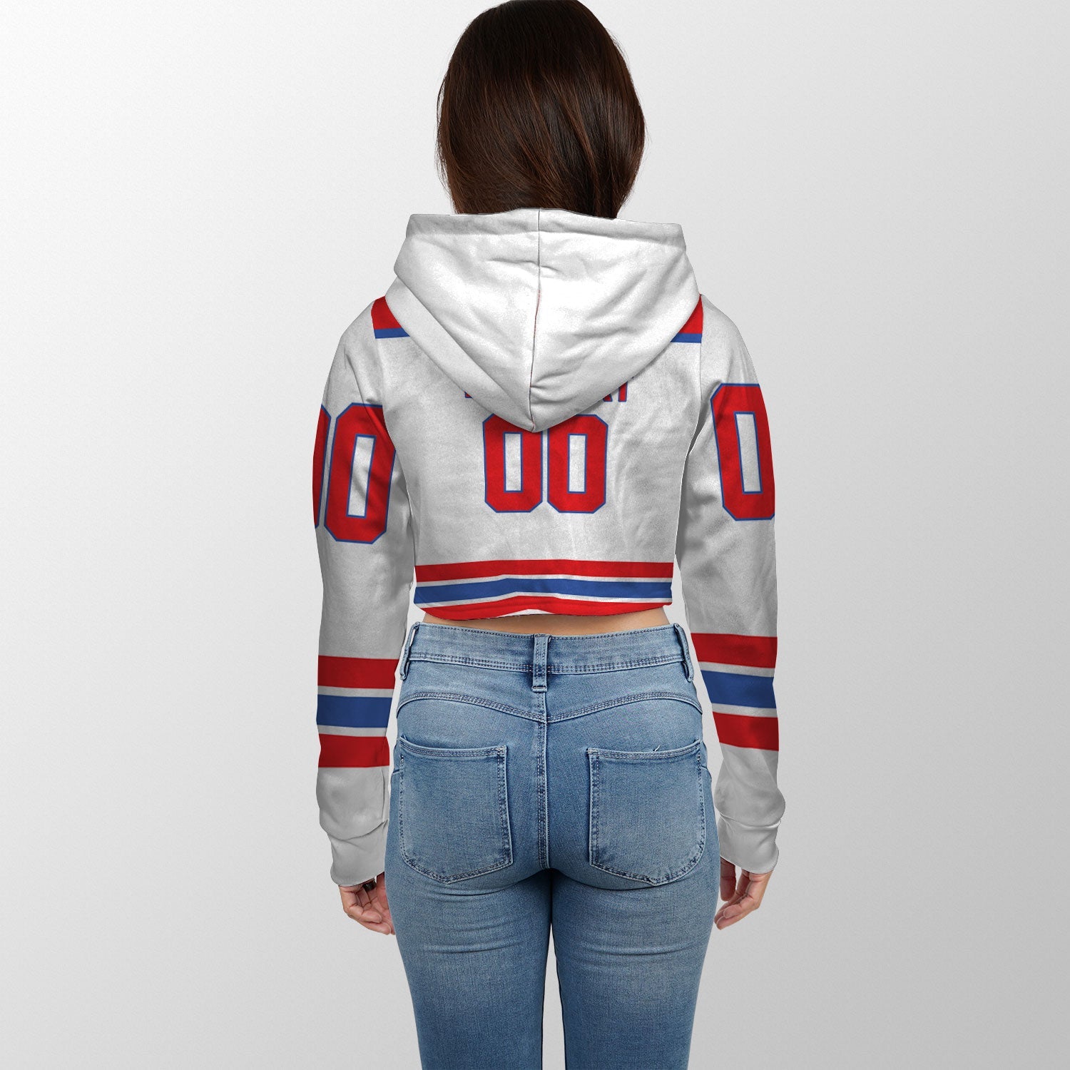 Puerto Rico Crop Hoodie Flag & Coat Of Arms Hockey Style