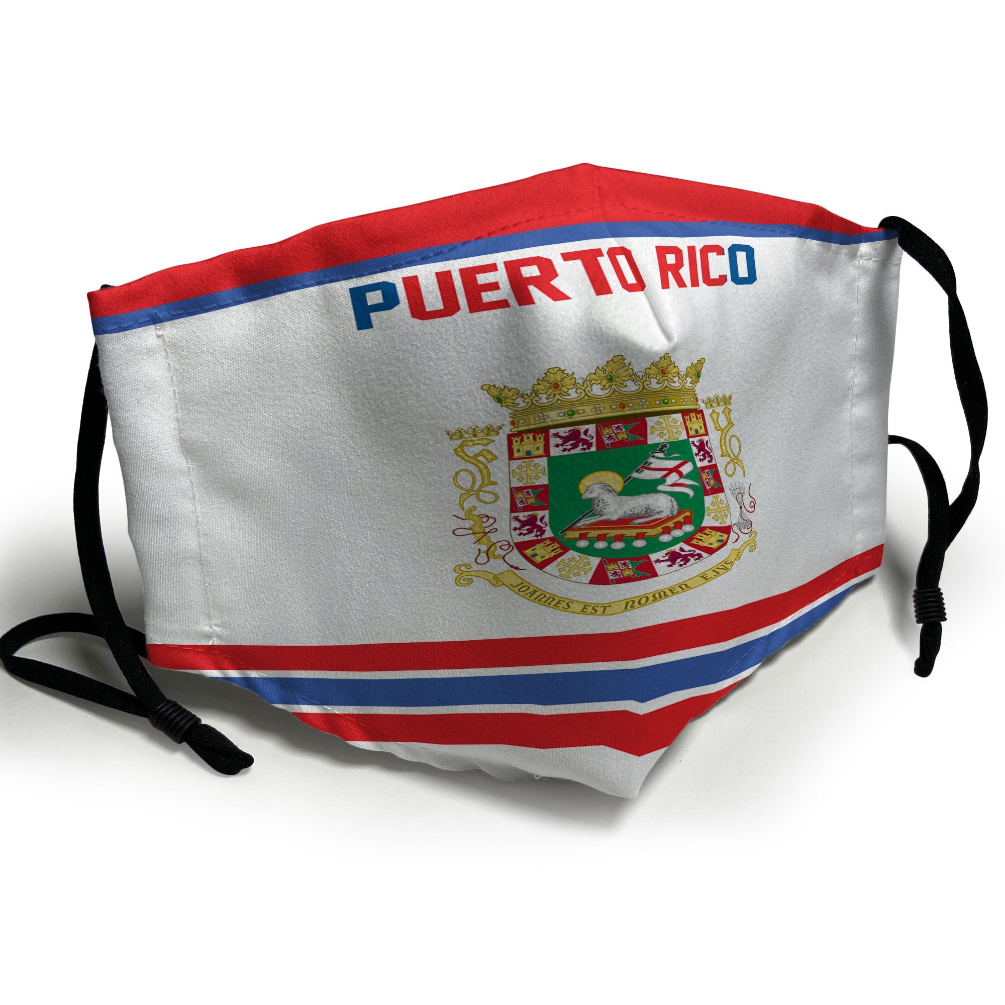 Puerto Rico Face Mask Flag & Coat Of Arms Hockey Style