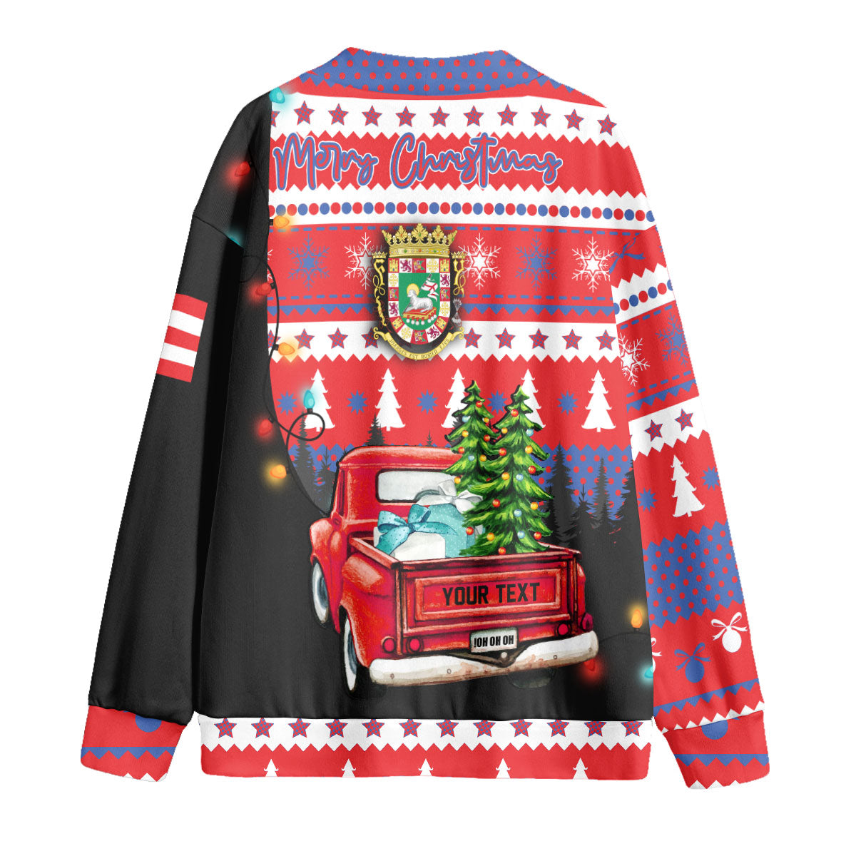 Puerto Rico Fleece Cardigan Coat Of Arms Christmas Style