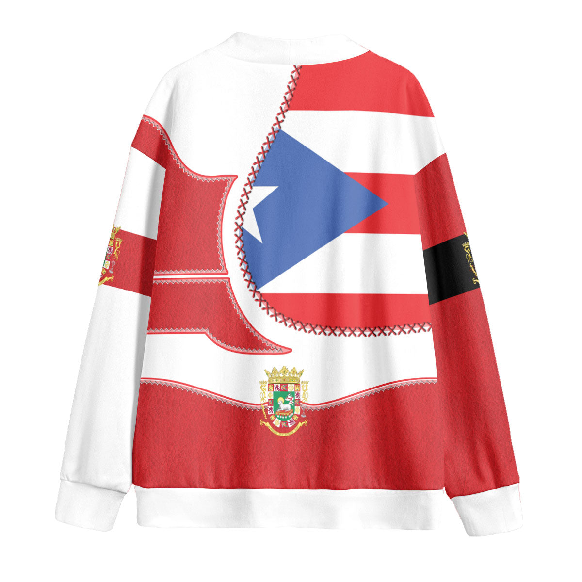 Puerto Rico Fleece Cardigan Flag & Coat Of Arms Leather Style