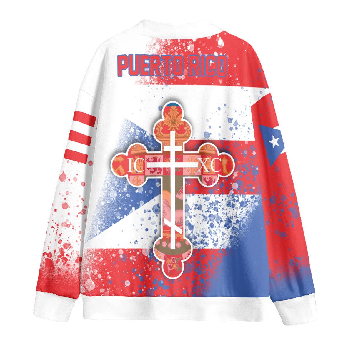 Puerto Rico Fleece Cardigan Flag & Coat Of Arms Orthodox Style