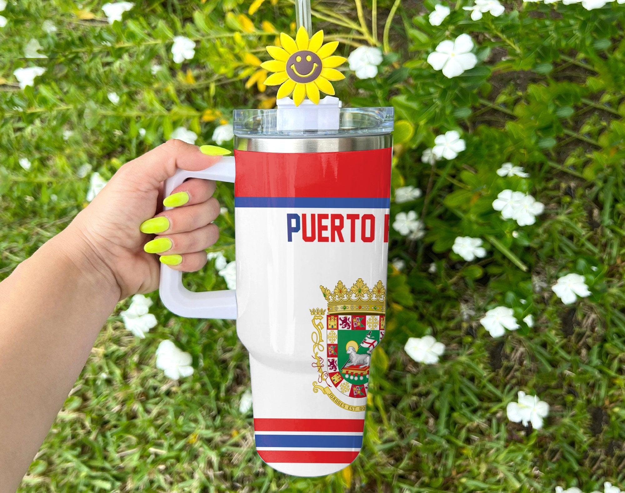 Puerto Rico Handle Tumbler Flag & Coat Of Arms Hockey Style