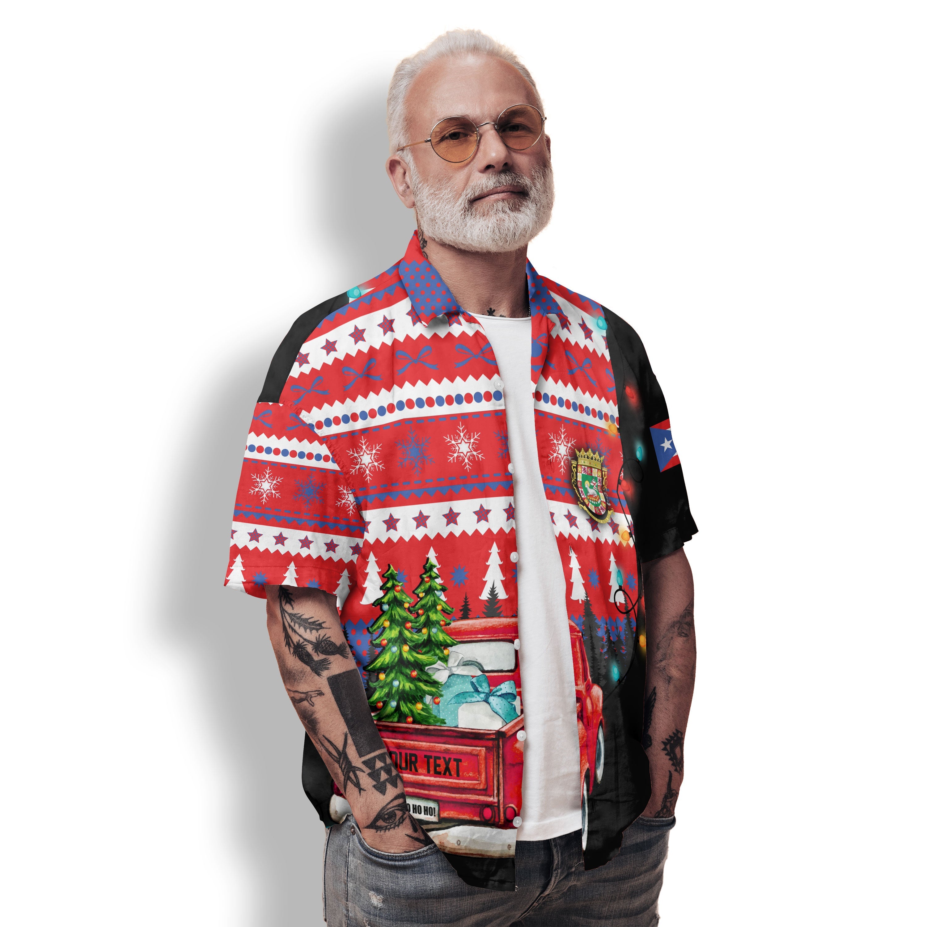 Puerto Rico Hawaiian Shirt Coat Of Arms Christmas Style