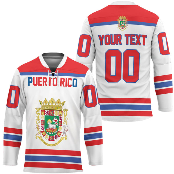 Puerto Rico Hockey Jersey Flag & Coat Of Arms Hockey Style