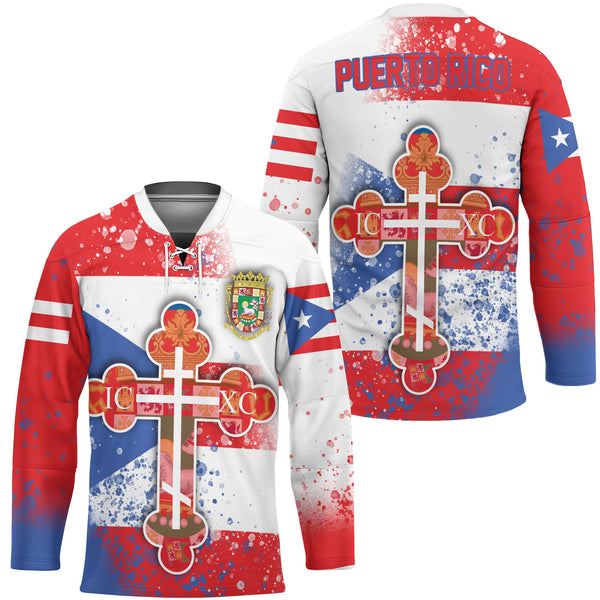 Puerto Rico Hockey Jersey Flag & Coat Of Arms Orthodox Style