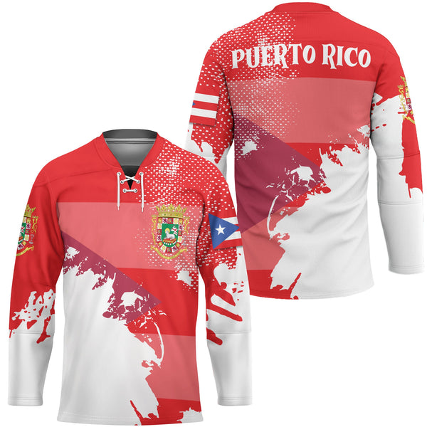 Puerto Rico Hockey Jersey Flag & Coat Of Arms Paint Style