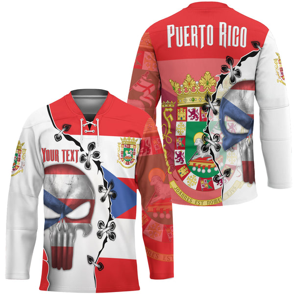 Puerto Rico Hockey Jersey Flag & Coat Of Arms Skull Style