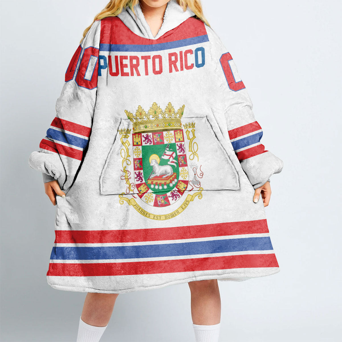 Puerto Rico Snug Hoodie Flag & Coat Of Arms Hockey Style