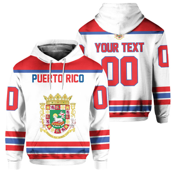 Puerto Rico Hoodie Flag & Coat Of Arms Hockey Style