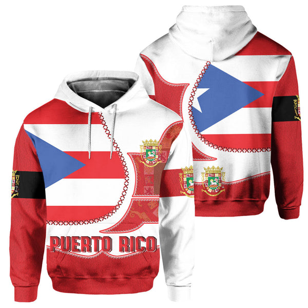 Puerto Rico Hoodie Flag & Coat Of Arms Leather Style