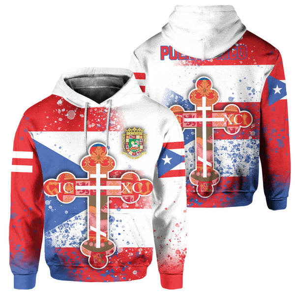 Puerto Rico Hoodie Flag & Coat Of Arms Orthodox Style