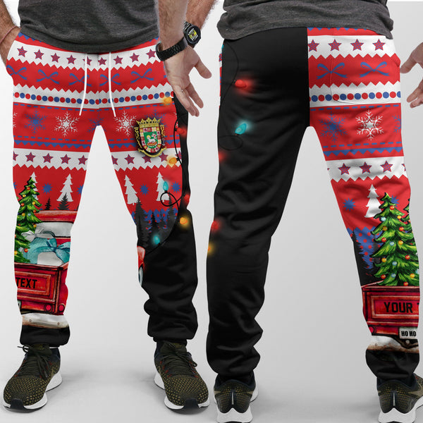 Puerto Rico Jogger Pant Coat Of Arms Christmas Style