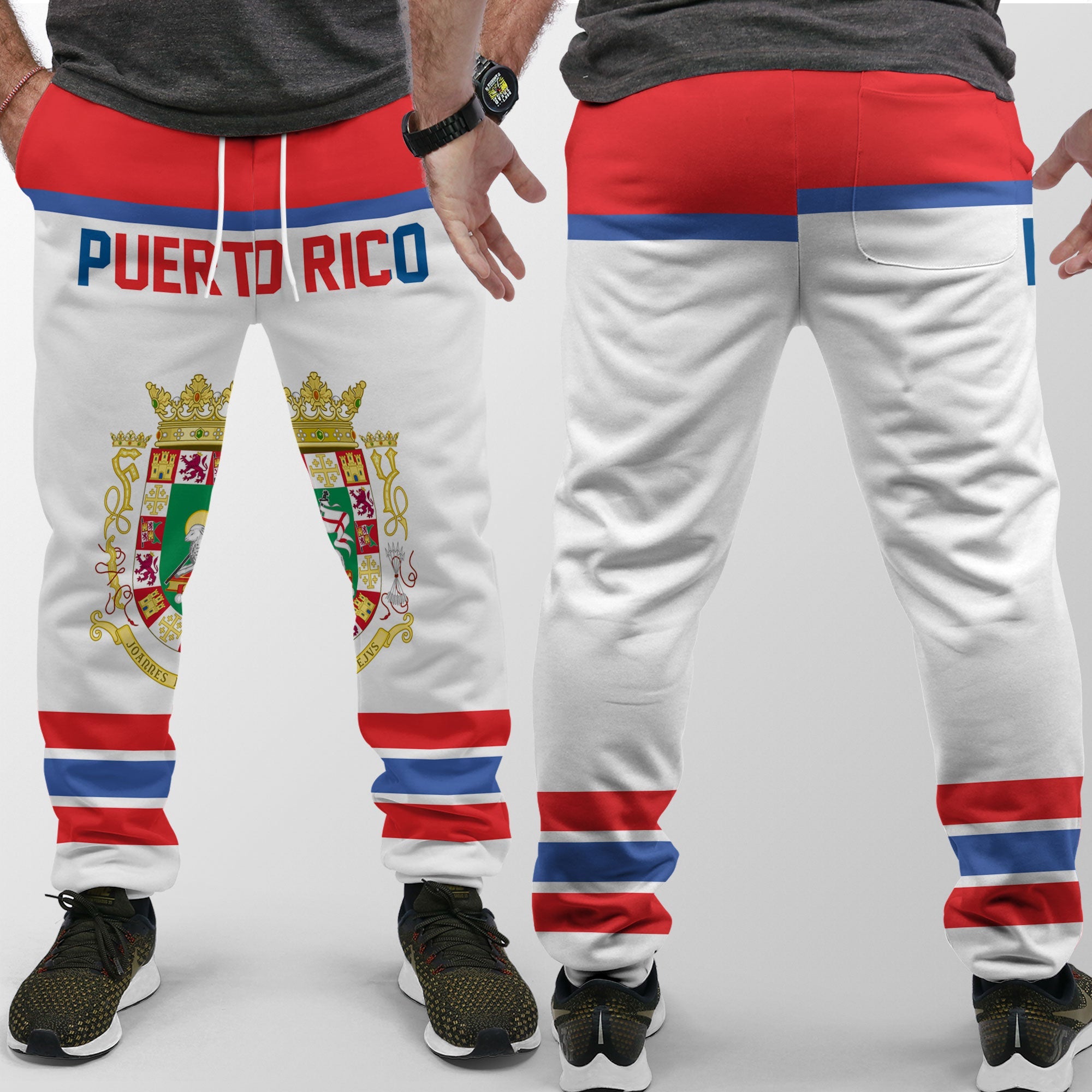 Puerto Rico Jogger Pant Flag & Coat Of Arms Hockey Style