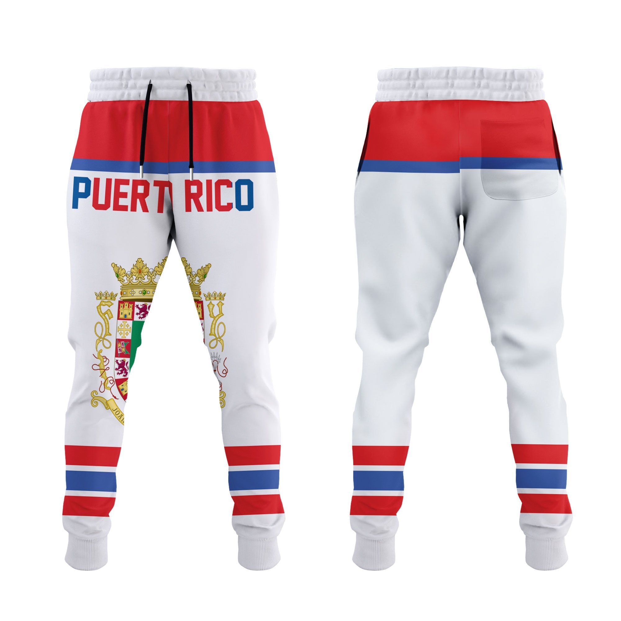 Puerto Rico Jogger Pant Flag & Coat Of Arms Hockey Style