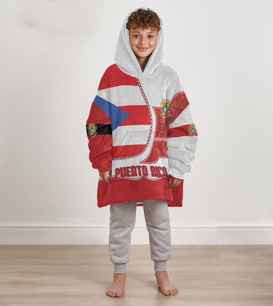 Puerto Rico Kid Snug Hoodie Flag & Coat Of Arms Leather Style