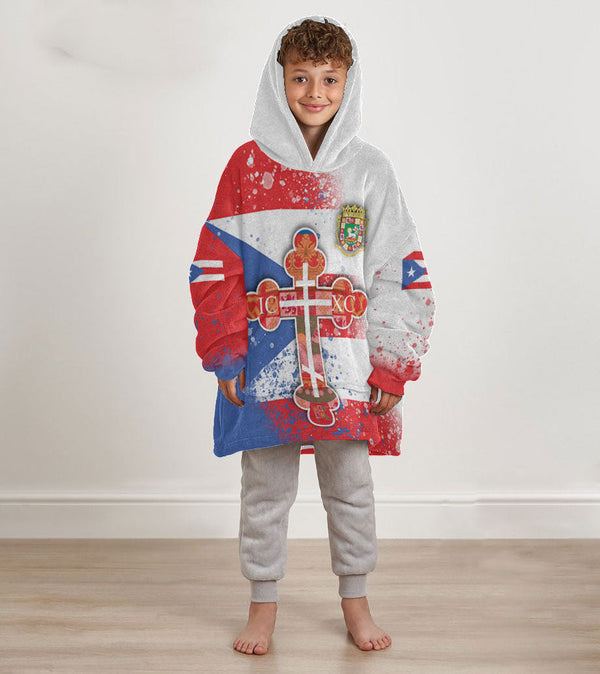 Puerto Rico Kid Snug Hoodie Flag & Coat Of Arms Orthodox Style