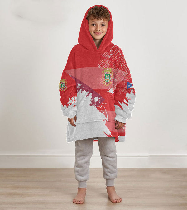 Puerto Rico Kid Snug Hoodie Flag & Coat Of Arms Paint Style