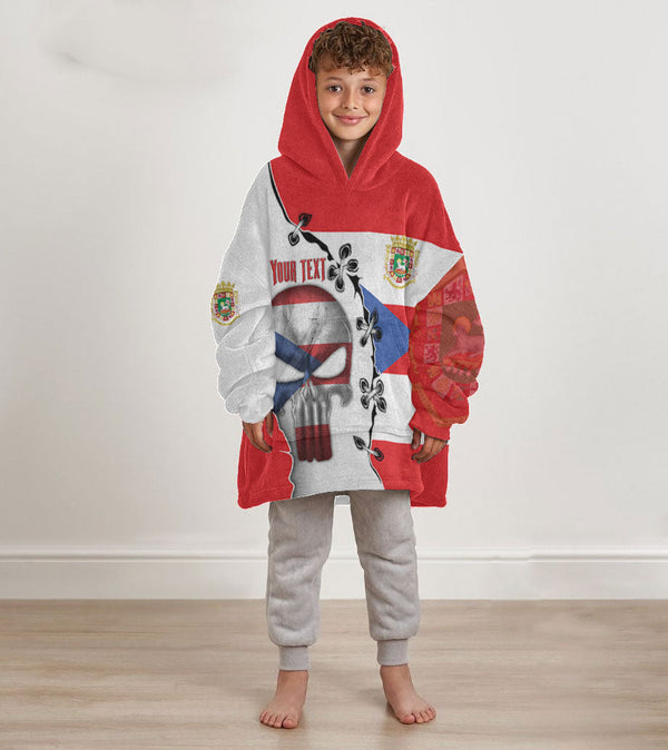 Puerto Rico Kid Snug Hoodie Flag & Coat Of Arms Skull Style