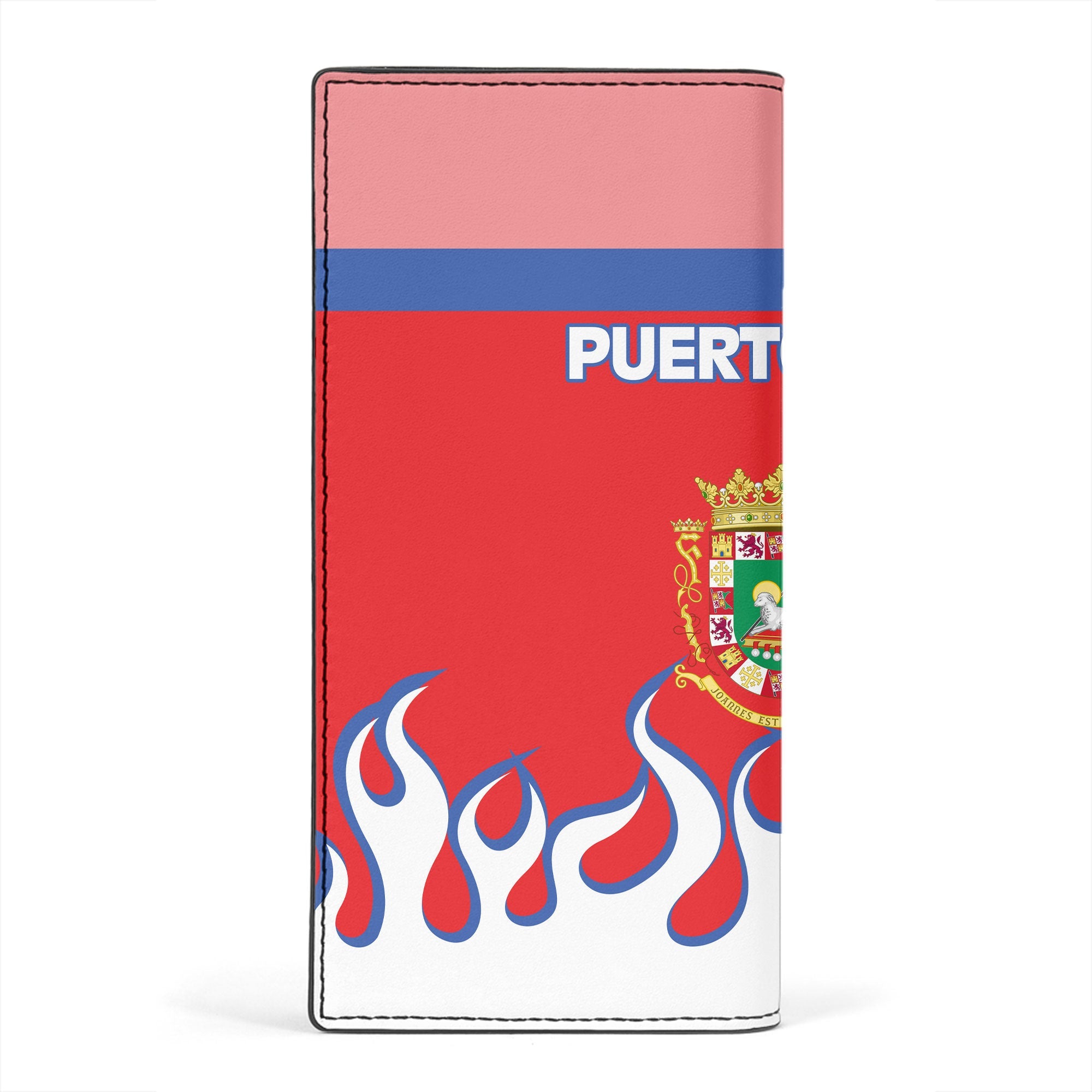 Puerto Rico Leather Wallet Flag & Coat Of Arms Fire Hockey Style