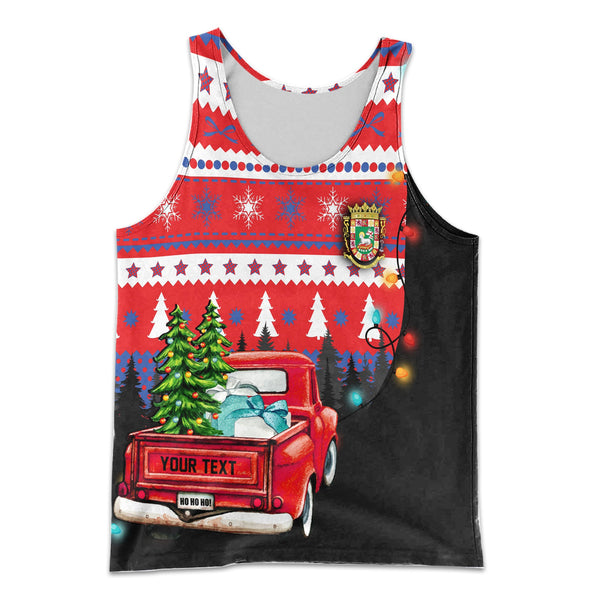 Puerto Rico Men Tank Top Coat Of Arms Christmas Style