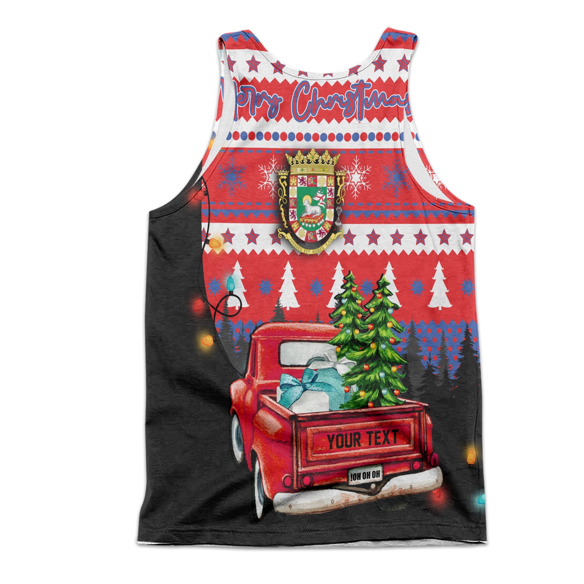 Puerto Rico Men Tank Top Coat Of Arms Christmas Style