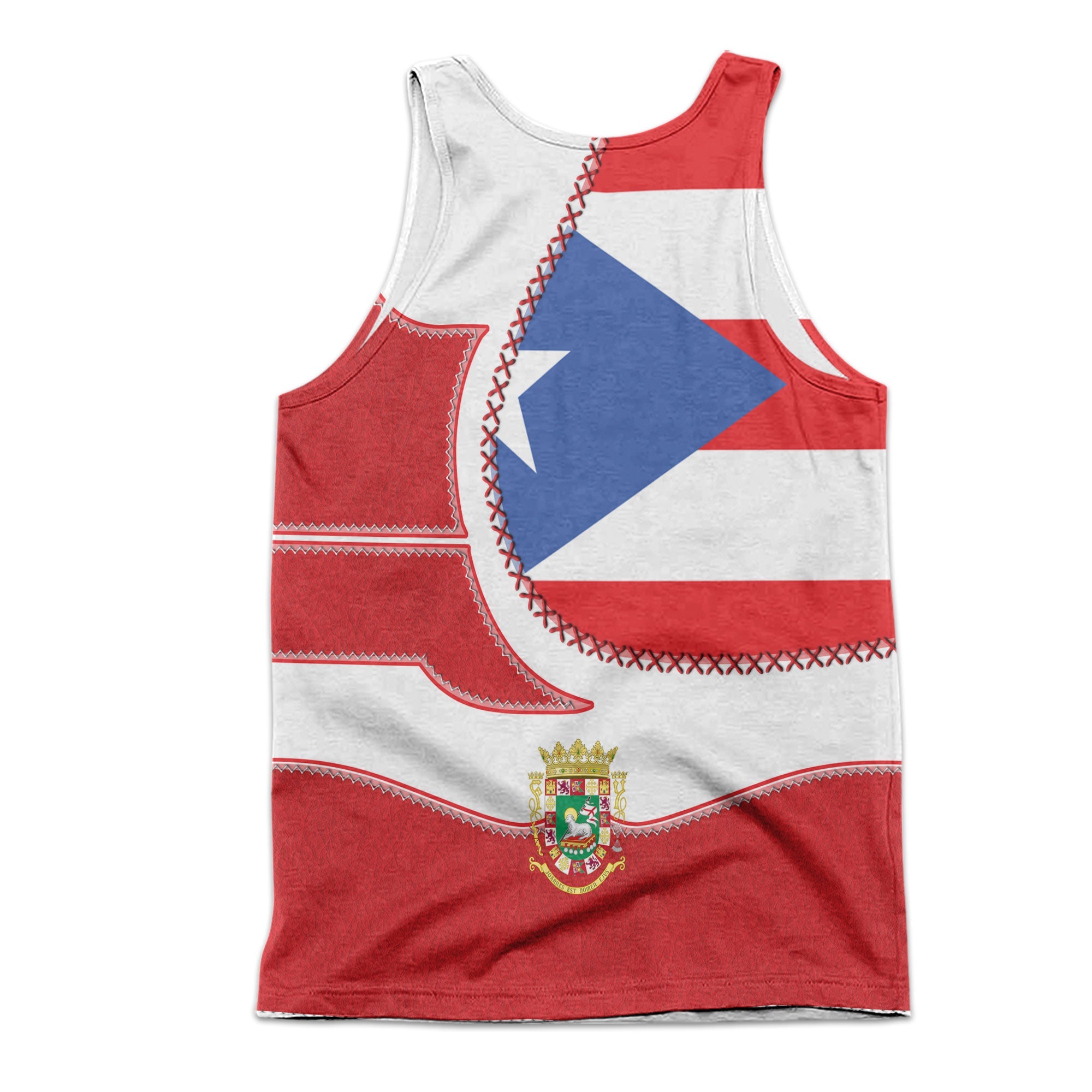 Puerto Rico Men Tank Top Flag & Coat Of Arms Leather Style