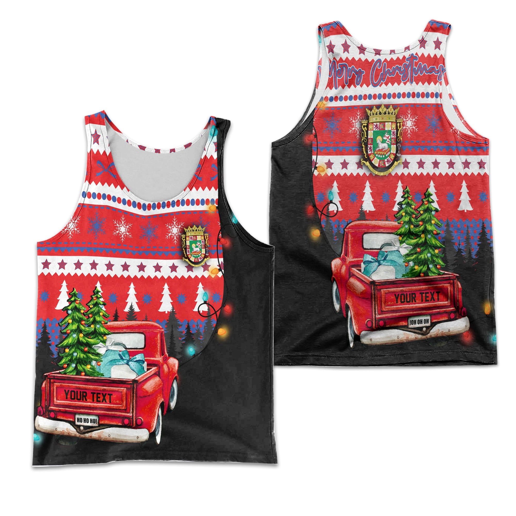 Puerto Rico Men Tank Top Coat Of Arms Christmas Style