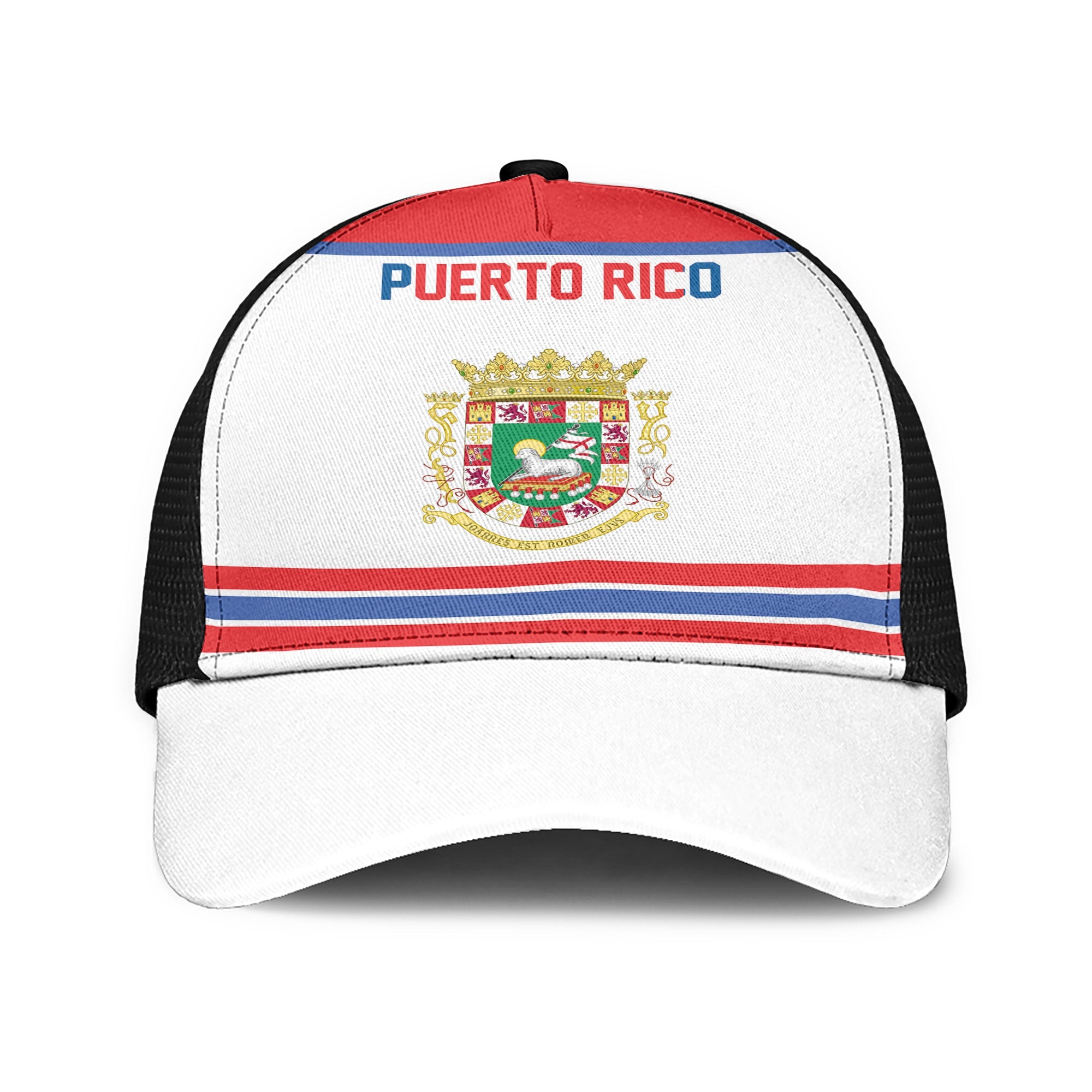 Puerto Rico Mesh Back Cap Flag & Coat Of Arms Hockey Style