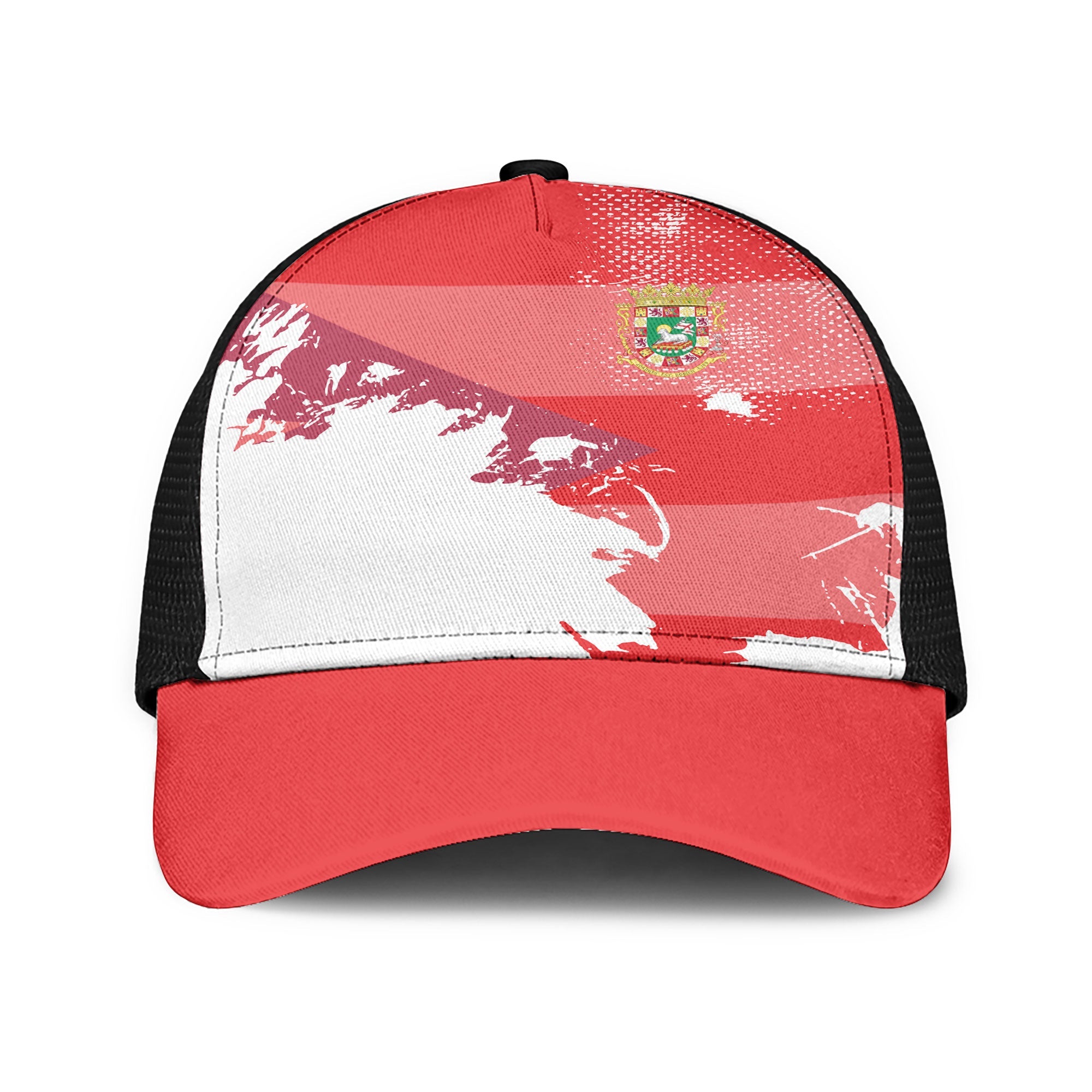 Puerto Rico Mesh Back Cap Flag & Coat Of Arms Paint Style