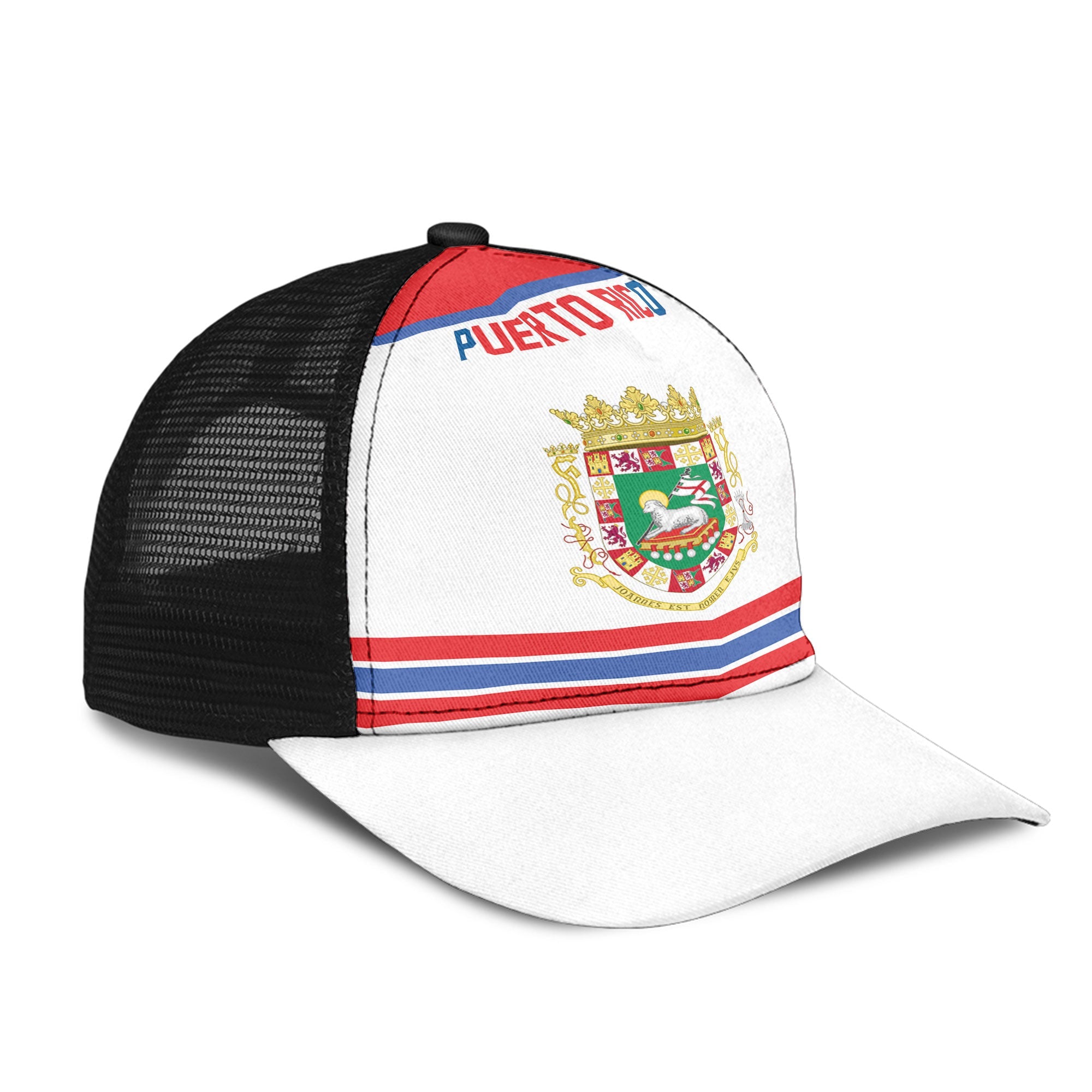 Puerto Rico Mesh Back Cap Flag & Coat Of Arms Hockey Style