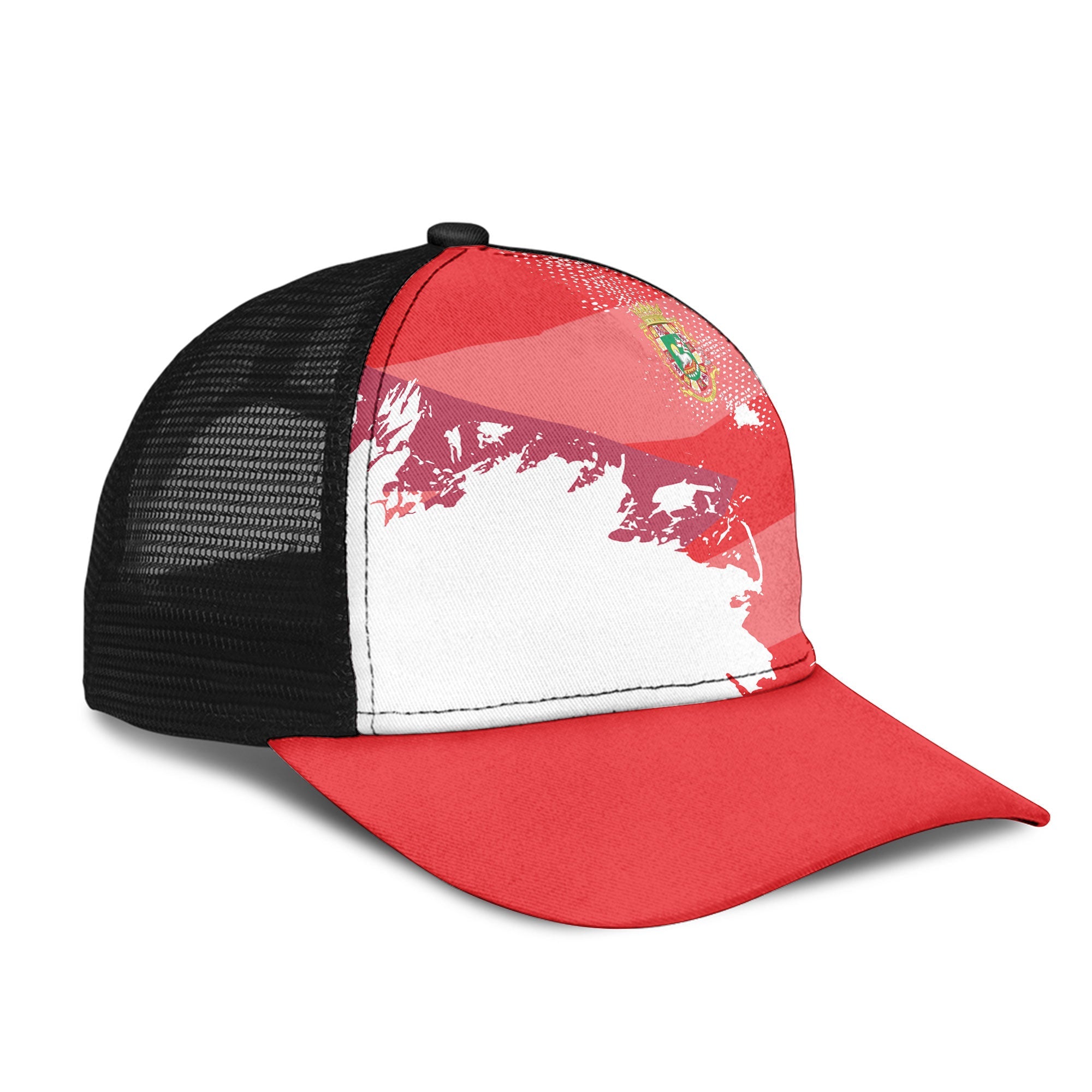 Puerto Rico Mesh Back Cap Flag & Coat Of Arms Paint Style