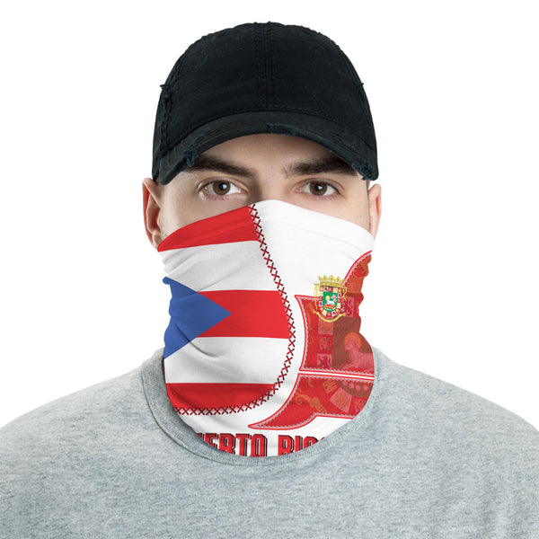 Puerto Rico Neck Gaiter Flag & Coat Of Arms Leather Style