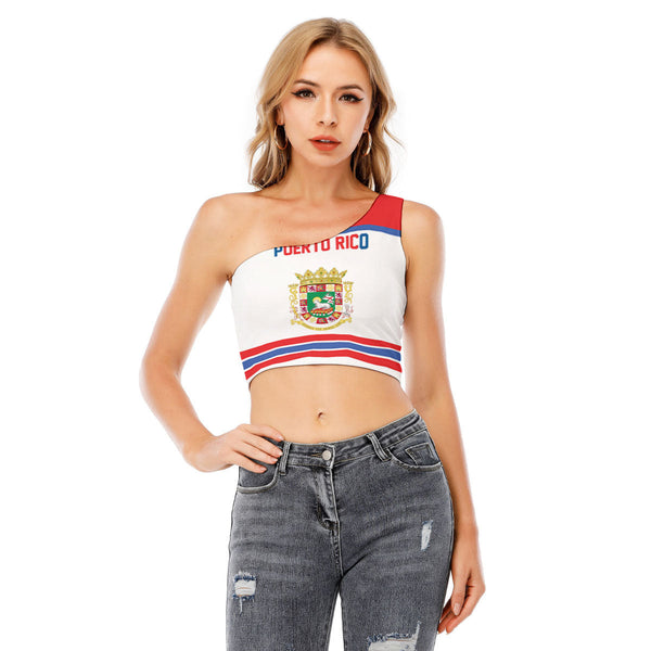 Puerto Rico One Shoulder Shirt Flag & Coat Of Arms Hockey Style