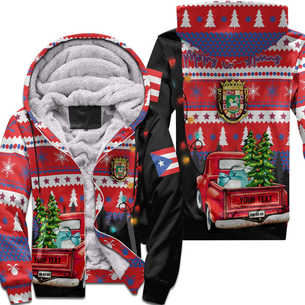 Puerto Rico Sherpa Hoodie Coat Of Arms Christmas Style