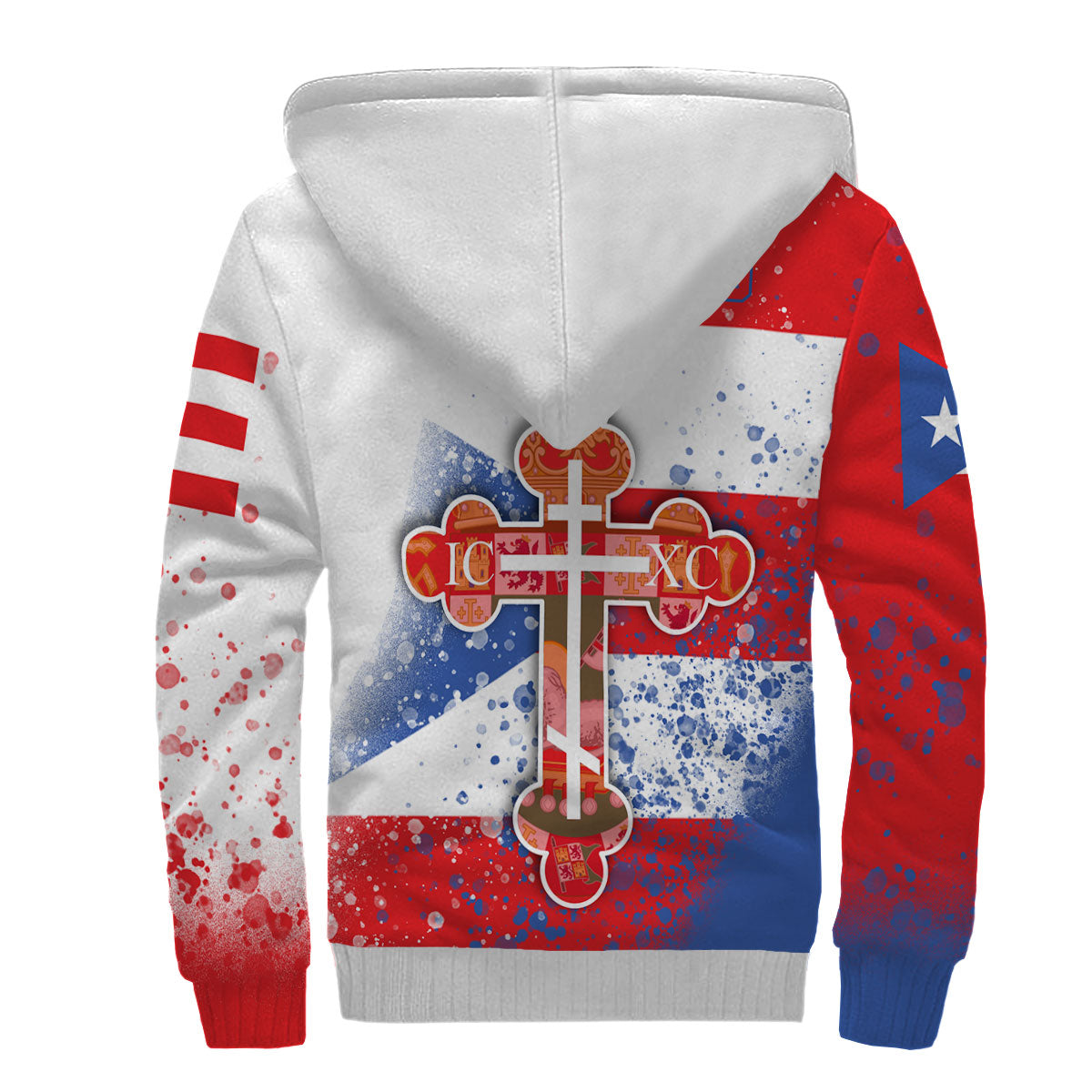 Puerto Rico Sherpa Hoodie Flag & Coat Of Arms Orthodox Style