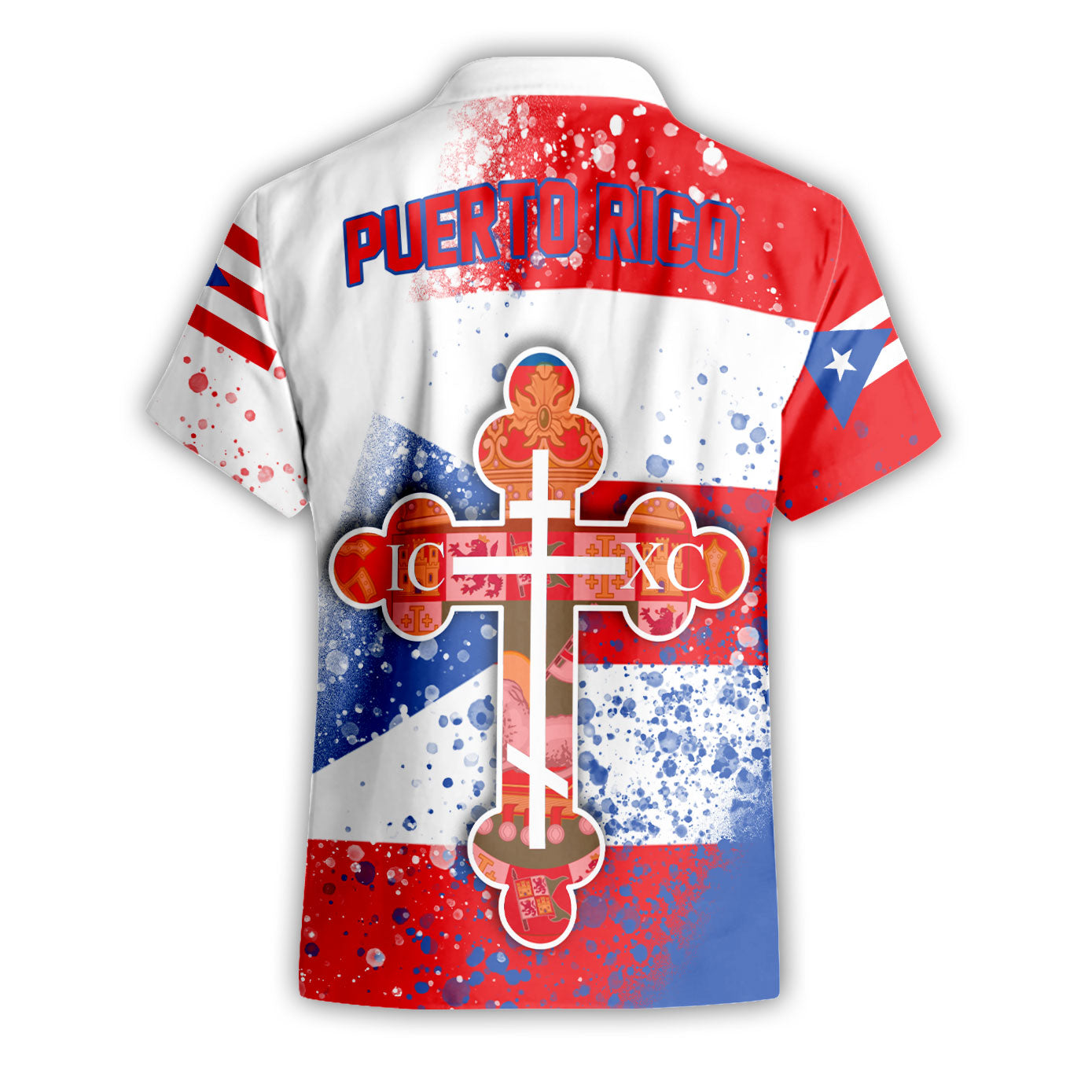 Puerto Rico Short Sleeve Shirt Flag & Coat Of Arms Orthodox Style