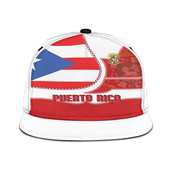 Puerto Rico Snapback Hat Flag & Coat Of Arms Leather Style