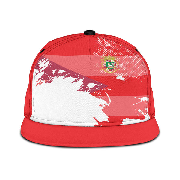 Puerto Rico Snapback Hat Flag & Coat Of Arms Paint Style