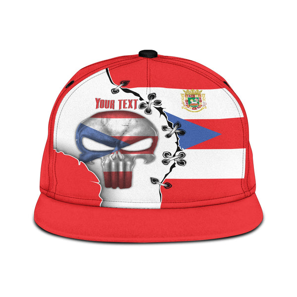 Puerto Rico Snapback Hat Flag & Coat Of Arms Skull Style