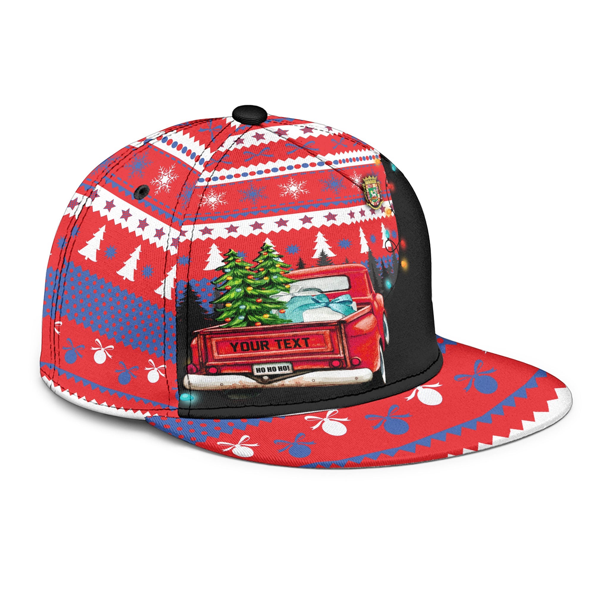 Puerto Rico Snapback Hat Coat Of Arms Christmas Style